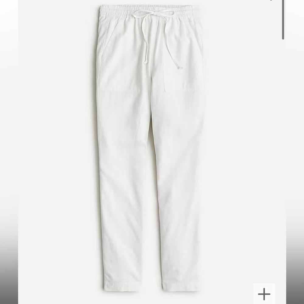 NWOT J. Crew New seaside pant in linen blend - white size small